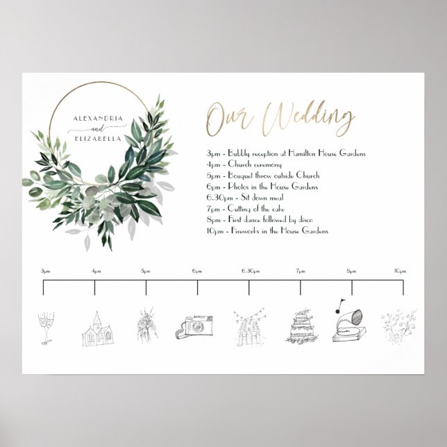 Emerald Forest Wedding Timeline Poster (Vorne)