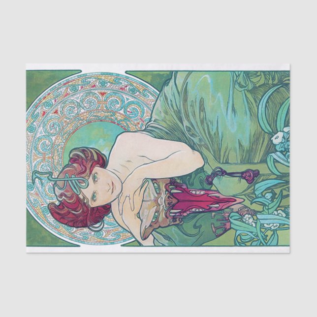 Emerald (Four Jewels), Alphonse Mucha Seidenpapier (Vorderseite)