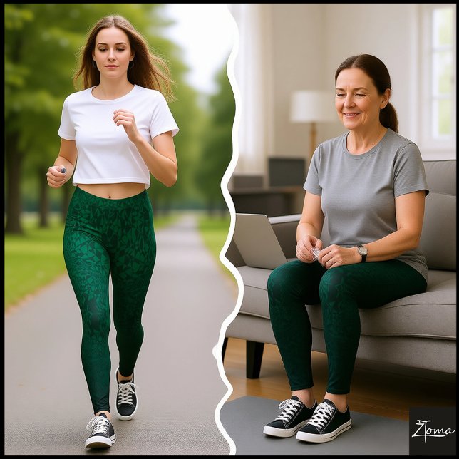 Emerald Fragmented Abstract Black Ombre Pattern Leggings (Von Creator hochgeladen)