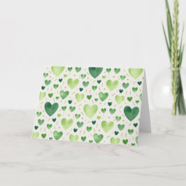 Emerald Garden Watercolor Hearts Karte