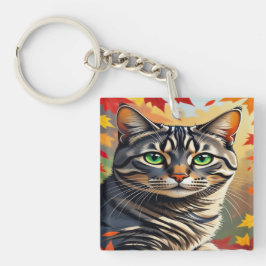 Emerald Gaze Tabby in Autumn Glow Schlüsselanhänger