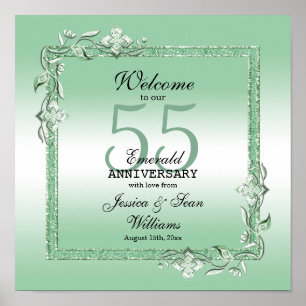 Emerald Gem & Glitzer 55. Hochzeit Poster