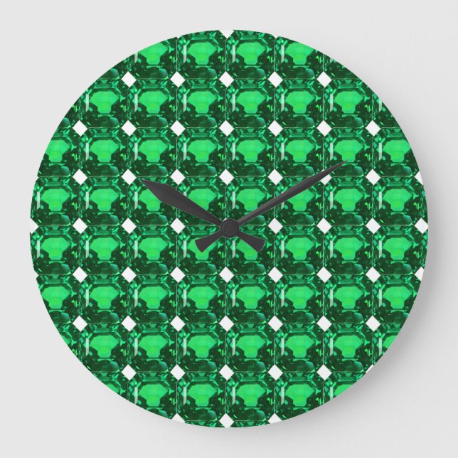 Emerald Gemstone, Birthstone Mai, Light Green Große Wanduhr (Vorderseite)