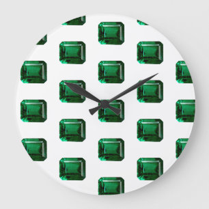 Emerald Gemstone Muster, Mai Birthstone Große Wanduhr