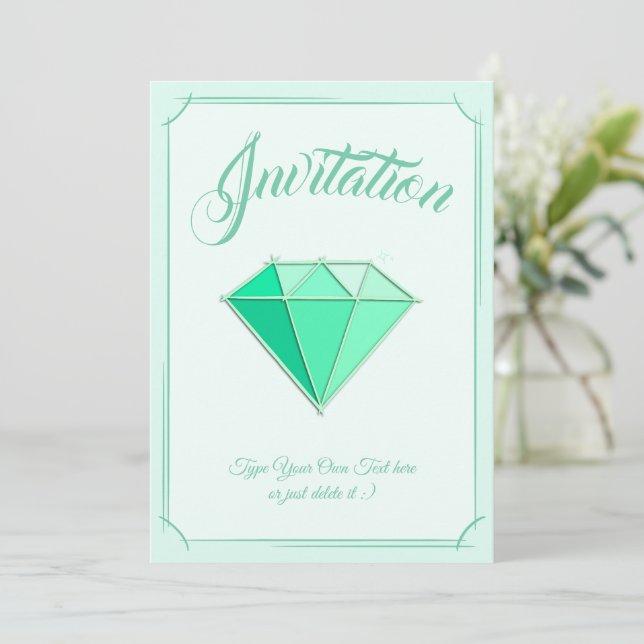 Emerald Gemstone. Schmuck. 55 Hochzeitstag Einladung (Stehend Vorderseite)