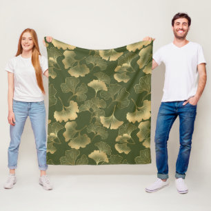 Emerald Ginkgo Eleganz – Luxus Gold Botanical 11 Fleecedecke