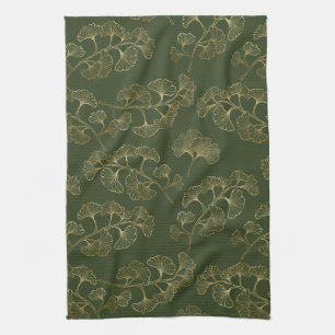 Emerald Ginkgo Eleganz – Luxus Gold Botanical 7 Geschirrtuch