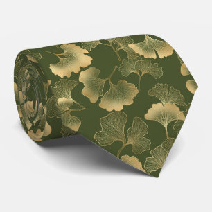 Emerald Ginkgo Eleganz – Luxus-Gold-Botanik 11 Krawatte