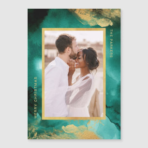 Emerald Glamour   Foto Watercolor Weihnachten Magnetkarte