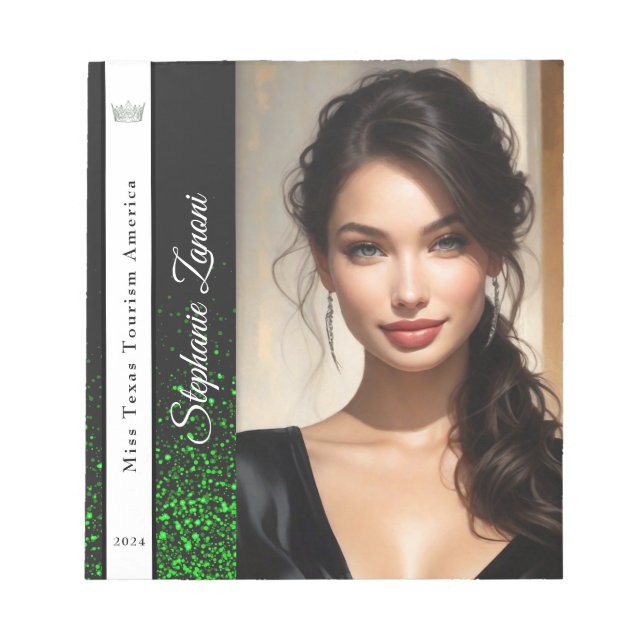 Emerald Glitz Pageant Autograph Pad Notizblock (Vorderseite)