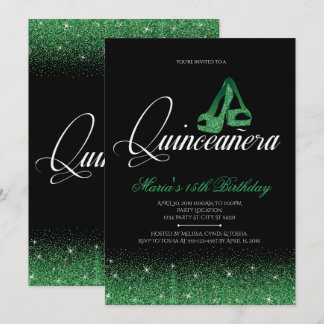 Emerald Glitzer, Einladungen von Quinceanera
