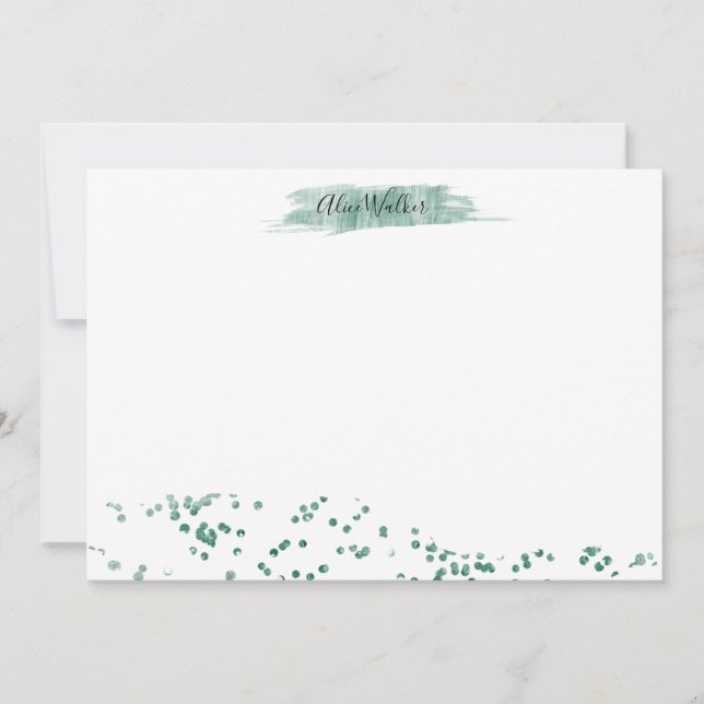 Emerald Glitzer ⎢ Personalisierte Note Card Mitteilungskarte (Vorderseite)