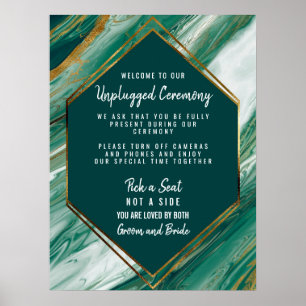 Emerald Gold Agate Marble Unplugged Zeremonie Poster