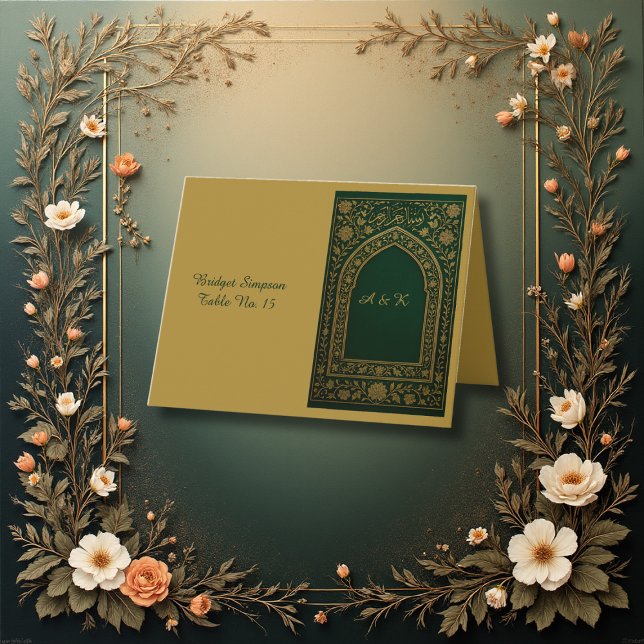 Emerald Gold Arabisch arch Wedelgcard Dankeskarte (Von Creator hochgeladen)