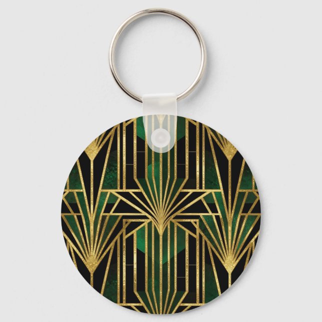 Emerald-Gold Art Deco Glamour Schlüsselanhänger (Vorderseite)