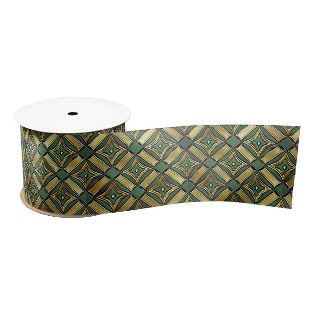 Emerald & Gold Art Deco Satinband (Spule)