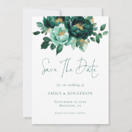 Emerald Gold Blume QR Code Hochzeit Save The Date