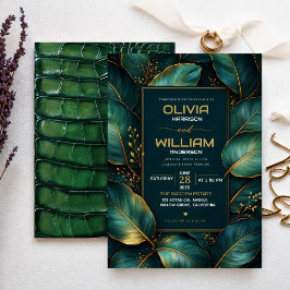 Emerald Gold Botanical Luxury Green Leaf Einladung