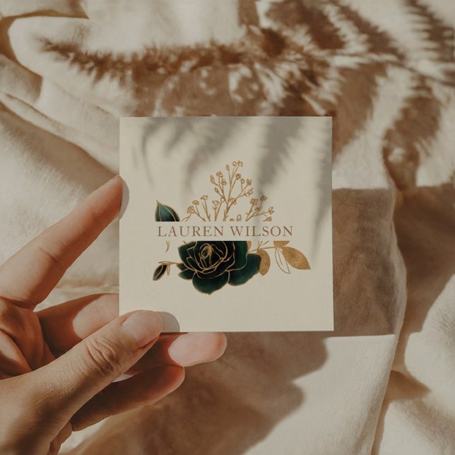 Emerald Gold Elegante Quadratische Visitenkarte (Von Creator hochgeladen)