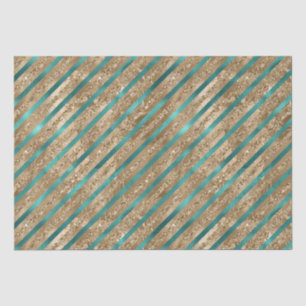 Emerald Gold Green Glitzer Stripes Seidenpapier