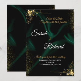 Emerald Gold Luxury Wedding Invitation Einladung