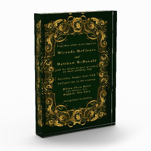 Emerald Gold Ornament Keepake Wedding Einladung Fotoblock