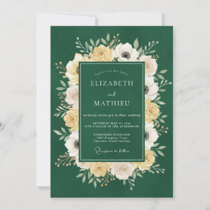 Emerald-Gold-Ranunculus-Eukalyptus-Hochzeit Einladung