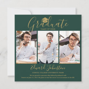 Emerald Gold Schrift Graduate 4 Foto Abschlussfeie Ankündigung