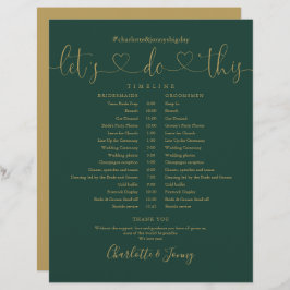 Emerald Gold Script Wedding Zeitplan Timeline