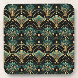 Emerald Gold Tones Art Deco inspiriert Lüfter Getränkeuntersetzer