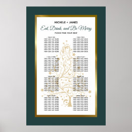 Emerald Gold Winter Wedding Chart Poster