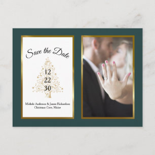 Emerald-Gold-Winterhochzeit - Foto zur Vorabanzeig Ankündigungspostkarte