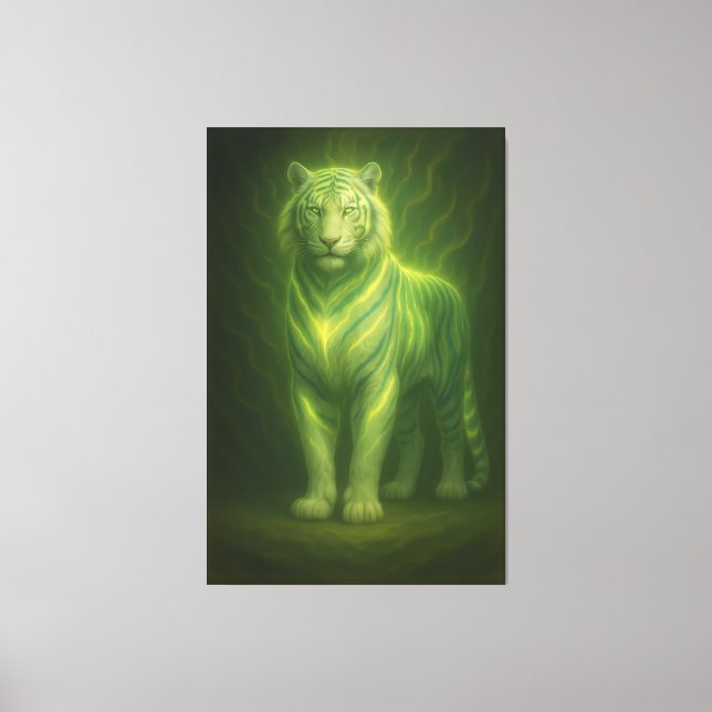 Emerald Golden Glow White Tiger – Standing Lightfo Leinwanddruck (Vorderseite)