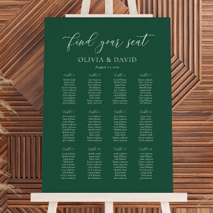 Emerald Green 12 Tabelle Seating Chart Poster