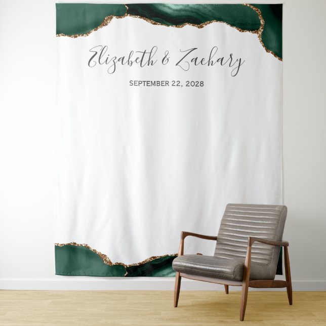 Emerald Green Agate Border Wedding Foto Booth Wandteppich (Beispiel)