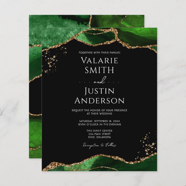 Emerald Green Agate Budget Wedding (Vorne/Hinten)