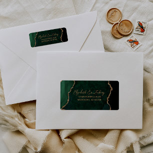 Emerald Green Agate Script Wedding Rücksendeadress