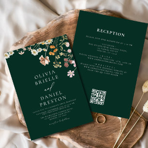 Emerald Green All in One QR Code Wedding Einladung