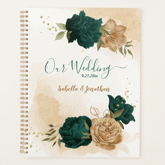 emerald green and beige gold flowers  planer (Vorderseite)