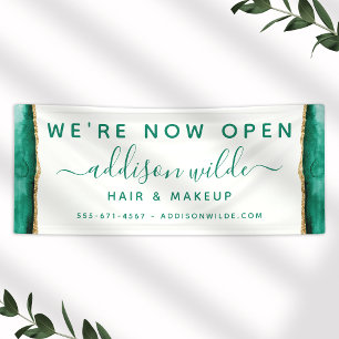 Emerald Green and Gold Watercolor Business Banner