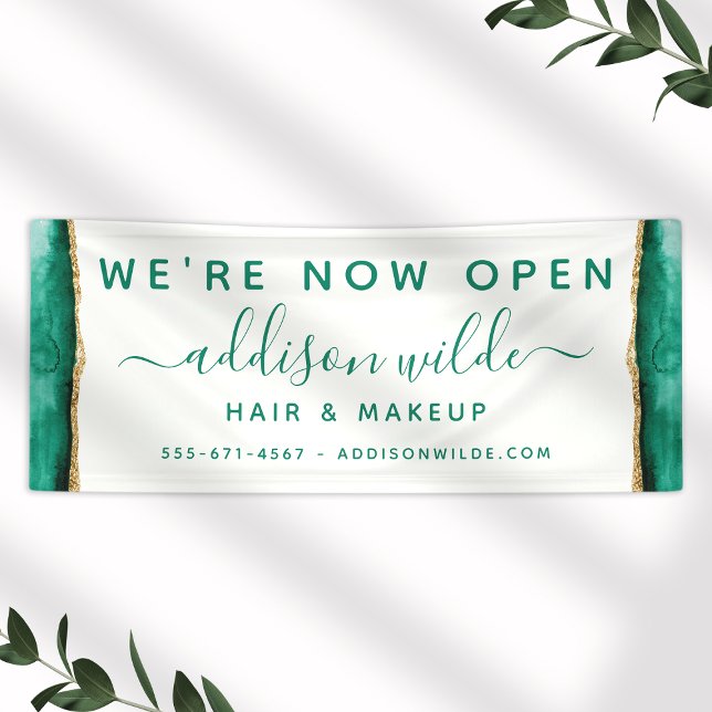 Emerald Green and Gold Watercolor Business Banner (Von Creator hochgeladen)