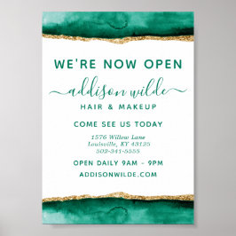 Emerald Green and Gold Watercolor Business Poster