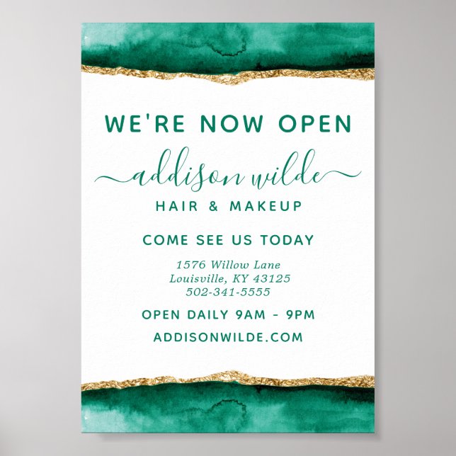 Emerald Green and Gold Watercolor Business Poster (Vorne)
