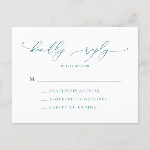 Emerald Green Aquamarin Minimalistisch Modern Wedd Postkarte
