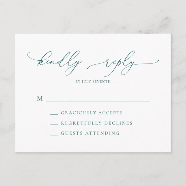Emerald Green Aquamarin Minimalistisch Modern Wedd Postkarte (Vorderseite)