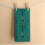 Emerald Green Art Deco Küche Handtuch<br><div class="desc">Mit unserem smaragdgrünen und goldfarbenen Teetuch im Art Deco Stil stellen wir Ihnen eine raffinierte Küche vor. Die smaragdgrüne Farbe bietet eine luxuriöse Leinwand für die aufwändigen, vergoldeten Art-Déco-Muster, die dieses funktionale Stück anmutig schmücken. Die geometrische Eleganz und die opulenten Goldakzente verwandeln Ihre Küche oder Ihre Bar in einen zeitlosen...</div>
