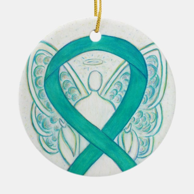 Emerald Green Awareness Ribbon Angel Art Ornamente (Vorne)