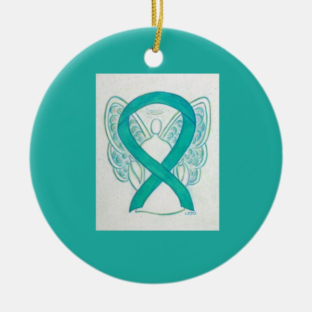Emerald Green Awareness Ribbon Angel Art Ornamente (Vorne)
