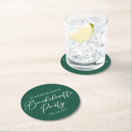 Emerald Green Bachelorette Party Personalized Runder Pappuntersetzer