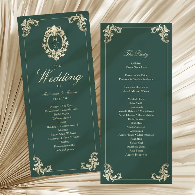 Emerald Green Baroque Wedding Program (Von Creator hochgeladen)